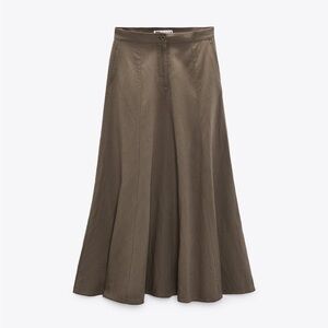 Long toffee linen skirt